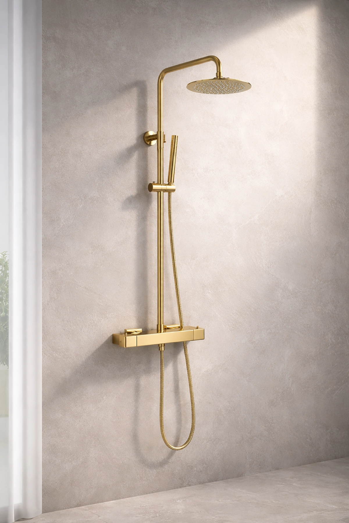 Colonne de douche thermostatique doré brossé Wanna